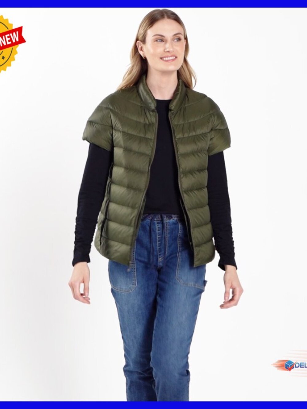 Women's Quilted Down Puffer Vest Short Sleeve Lightweight Winter Jacket - Picture 7 of 7